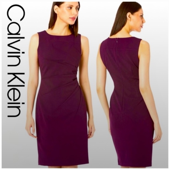 Calvin Klein Dresses & Skirts - Calvin Klein Burgundy Starburst Stretch Sheath Dress 10 Petite NWT